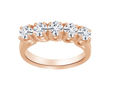 Five White Stone Engagement Solitaire Ring Band 14k Rose Gold