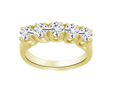 Five White Stone Engagement Solitaire Ring Band 14k Yellow Gold