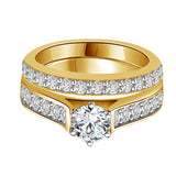 Cathedral Diamond Bridal Wedding Ring Set in 14K White or Yellow Gold (H-I,I1) - Yellow Gold