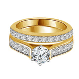 Cathedral Diamond Bridal Wedding Ring Set in 14K White or Yellow Gold (H-I,I1) - Yellow Gold