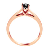 Round Brilliant Black Diamond Cathedral Setting Engagement Ring in 14K Rose Gold (Black,AAA) - Rose Gold