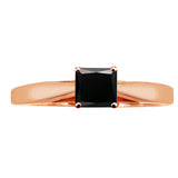 Princess Black Diamond Cathedral Setting Engagement Ring in 14K Rose Gold (Black,AAA) - Rose Gold