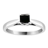 Princess Black Diamond Cathedral Setting Engagement Ring in 14K White or Yellow Gold (Black,AAA) - White Gold