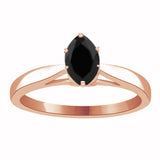 Marquise Cut Solitaire Black Diamond Cathedral Setting Ring 14k Rose Gold (Black,AAA) - Rose Gold