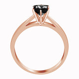 Marquise Cut Solitaire Black Diamond Cathedral Setting Ring 14k Rose Gold (Black,AAA) - Rose Gold