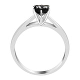 Marquise Cut Black Diamond Cathedral Setting Engagement Ring in 14K White or Yellow Gold (Black,AAA) - White Gold