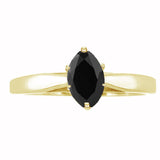 Marquise Cut Black Diamond Cathedral Setting Engagement Ring in 14K White or Yellow Gold (Black,AAA) - Yellow Gold