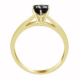 Marquise Cut Black Diamond Cathedral Setting Engagement Ring in 14K White or Yellow Gold (Black,AAA) - Yellow Gold