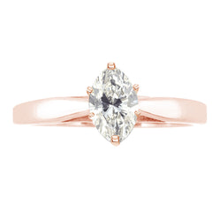 Natural Marquise Cut White Diamond Cathdral Solitaire Engagement Ring in Rose Gold