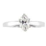 Natural Marquise Cut Diamond Cathedral Setting Engagement Ring in 14K White or Yellow Gold (G-H,SI) - White Gold