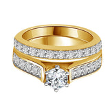 Cathedral Diamond Bridal Wedding Ring Set in 14K White or Yellow Gold (G-H,VS2) - Yellow Gold