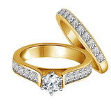 Cathedral Diamond Bridal Wedding Ring Set in 14K White or Yellow Gold (H-I,I1) - Yellow Gold