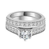 Cathedral Diamond Bridal Wedding Ring Set in 14K White or Yellow Gold (G-H,VS2) - White Gold