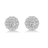 3/4 ct tw Round Diamond Halo Stud Earring in 14K Gold with Screw Back (I-J,I1-I2) - White Gold