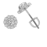 3/4 ct tw Round Diamond Halo Stud Earring in 14K Gold with Screw Back (I-J,I1-I2) - White Gold