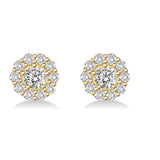 3/4 ct tw Round Diamond Halo Stud Earring in 14K Gold with Screw Back (I-J,I1-I2) - Yellow Gold