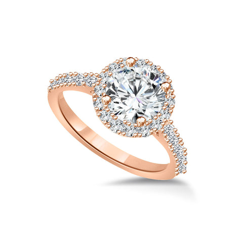 Glitz Design Round Diamond Halo Style Ring 14k Rose Gold (I-J,I1) - Rose Gold