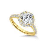 Round Diamond Halo Engagement Ring in 14K White or Yellow Gold (I-J,I1) - Yellow Gold