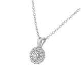 3/8 ct tw White Round Brilliant Diamond Halo Pendant 14K Gold (I-J,I1-I2) - White Gold