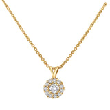 3/8 ct tw White Round Brilliant Diamond Halo Pendant 14K Gold (H-I,I1-I2) - Yellow Gold