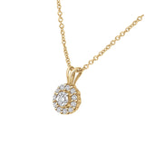 3/8 ct tw White Round Brilliant Diamond Halo Pendant 14K Gold (G-H,VS2) - Yellow Gold