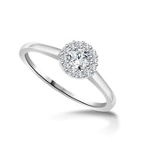 Round Diamond Halo Promise Ring in 14K White or Yellow Gold (G-H,SI) - White Gold