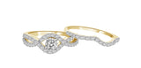 Diamond Prong setting Intertwined Bridal Ring Set in 14K White or Yellow Gold (G-H,I2) - Yellow Gold