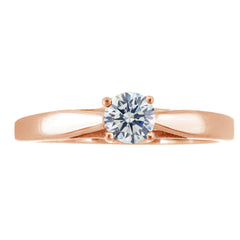 Natural Round Briliant White Diamond Cathdral Solitaire Engagement Ring in Rose Gold