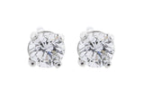 Natural Round Brilliant Diamond Stud Earrings in 14K Gold with Screw Back (G-H,VS2) - White Gold