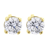 Natural Round Brilliant Diamond Stud Earrings in 14K Gold with Screw Back (G-H,VS2) - Yellow Gold