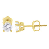 Natural Round Brilliant Diamond Stud Earrings in 14K Gold with Screw Back (G-H,I2) - Yellow Gold