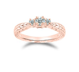 Glitz Design 3/8 ct tw Diamond Engraved Three Stone Ring 14K Rose Gold (G-H,SI1-SI2) - Rose Gold
