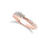Glitz Design 3/8 ct tw Diamond Engraved Three Stone Ring 14K Rose Gold (I-J,I1-I2) - Rose Gold