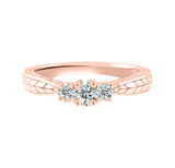 Glitz Design 3/8 ct tw Diamond Engraved Three Stone Ring 14K Rose Gold (H-I,I1-I2) - Rose Gold
