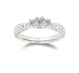 3/8 ct tw Engraved Three Stone Engagement Anniversary Ring 14K Yellow & White Gold (I-J,I1-I2) - White Gold