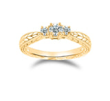 3/8 ct tw Engraved Three Stone Engagement Anniversary Ring 14K Yellow & White Gold (G-H,SI1-SI2) - Yellow Gold