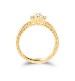 3/8 ct tw Engraved Three Stone Engagement Anniversary Ring 14K Yellow & White Gold (H-I,I1-I2) - Yellow Gold