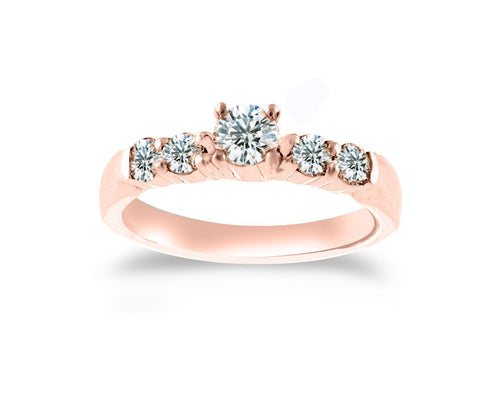 Five Stone Engagement Solitaire Ring 14K Rose Gold (H-I,I1-I2) - Rose Gold