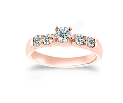 Five White Stone Engagement Solitaire Ring 14k Rose Gold