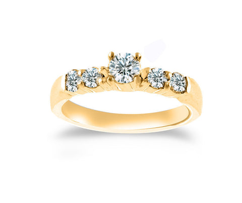 Five Stone Engagement Solitaire Ring 14K Yellow & White Gold (G-H,vs1) - Yellow Gold