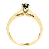 Round Brilliant Black Diamond Cathedral Setting Engagement Ring in 14K White or Yellow Gold (Black,AAA) - Yellow Gold