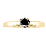 Round Brilliant Black Diamond Cathedral Setting Engagement Ring in 14K White or Yellow Gold (Black,AAA) - Yellow Gold