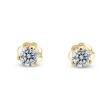 Glitz Design Three Prong Martini Style Diamond Earrings in 14k Gold (G-H,VS2) - Yellow Gold