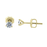 Glitz Design Three Prong Martini Style Diamond Earrings in 14k Gold (I-J,I1-I2) - Yellow Gold