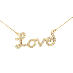 Love White Diamond Pendant in Yellow Gold