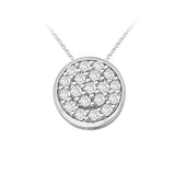 Glitz Design 0.62 ct tw Diamond Pave Button Dainty Pendant in 14k Gold (G-H,VS) - White Gold