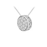Glitz Design 0.62 ct tw Diamond Pave Button Dainty Pendant in 14k Gold (G-H,VS) - White Gold