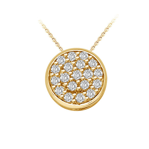 Glitz Design 0.62 ct tw Diamond Pave Button Dainty Pendant in 14k Gold (G-H,VS) - Yellow Gold