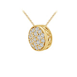 Glitz Design 0.62 ct tw Diamond Pave Button Dainty Pendant in 14k Gold (G-H,VS) - Yellow Gold