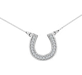 Glitz Design 0.30 ct tw Horse Shoe Diamond Pendant in 14K Gold (G-H,VS) - White Gold